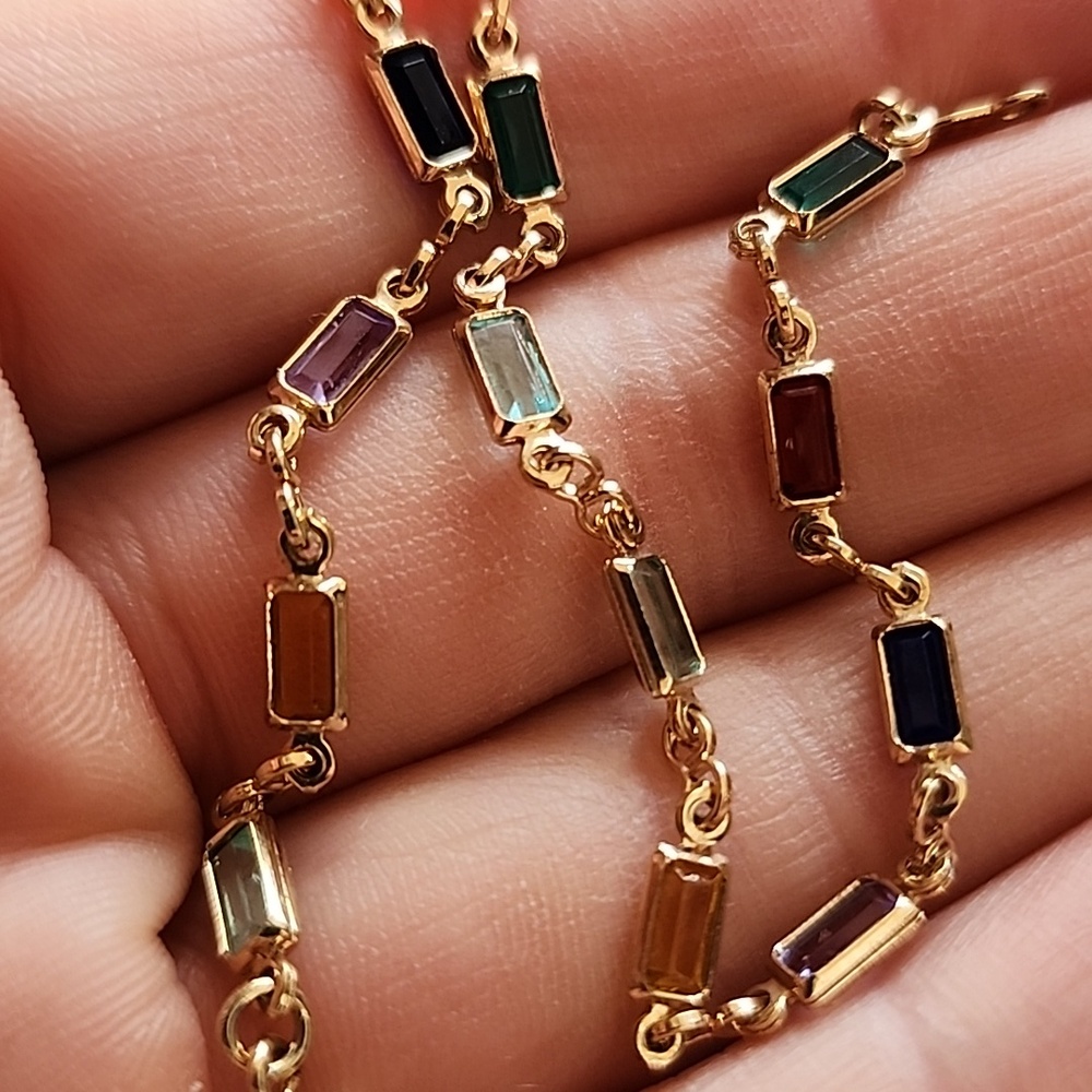 VTG Gold Filled Multi-Color Baguette Link Bracelet - Women Jewelry